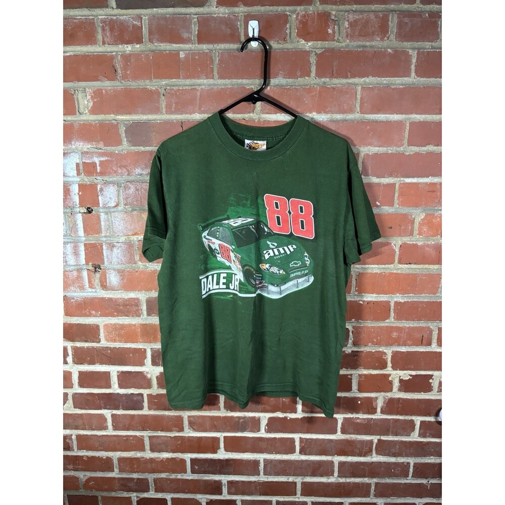 Vintage Y2k Dale Earnhardt Jr NASCAR Racing Green Shirt Amp Energy Adult Medium